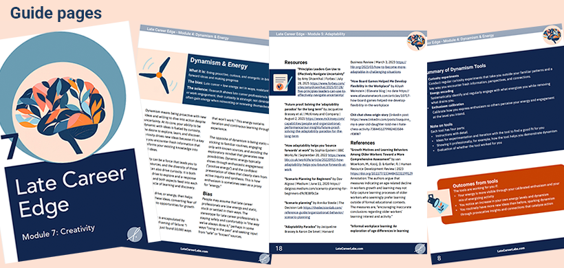 image of a few pages from the different course guides